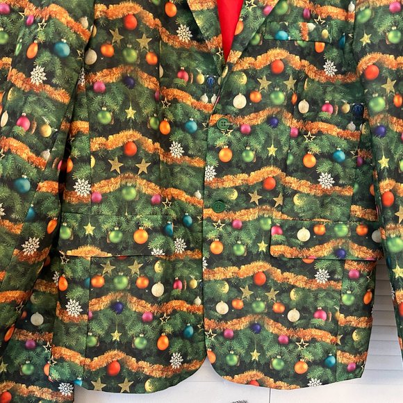 Mens LIFE OF THE PARTY Sz M Multi-Color Christmas Tree Jacket and Pants Suit FUN - Picture 5 of 13